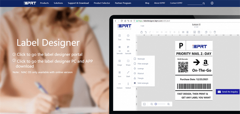 iDPRT Дызайнер этыкеткі Software Interface